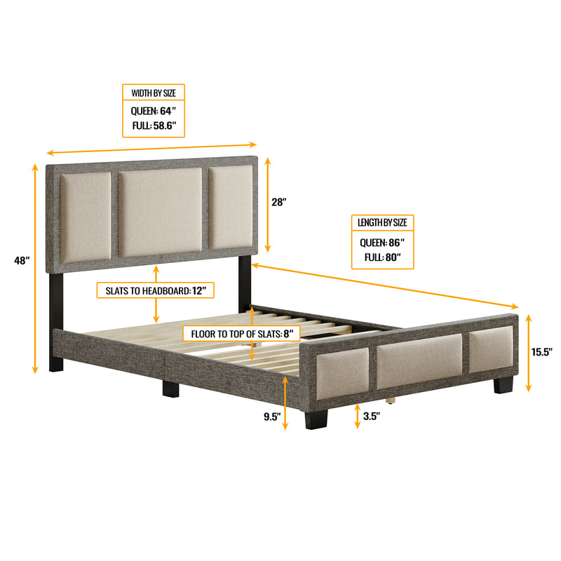 Triptych Upholstered Platfom Bed