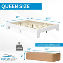 Boyd Sleep Lugano Platform Bed Frame - Modern Minimalist Design, Solid Wooden Slat Support, No Box Spring Needed