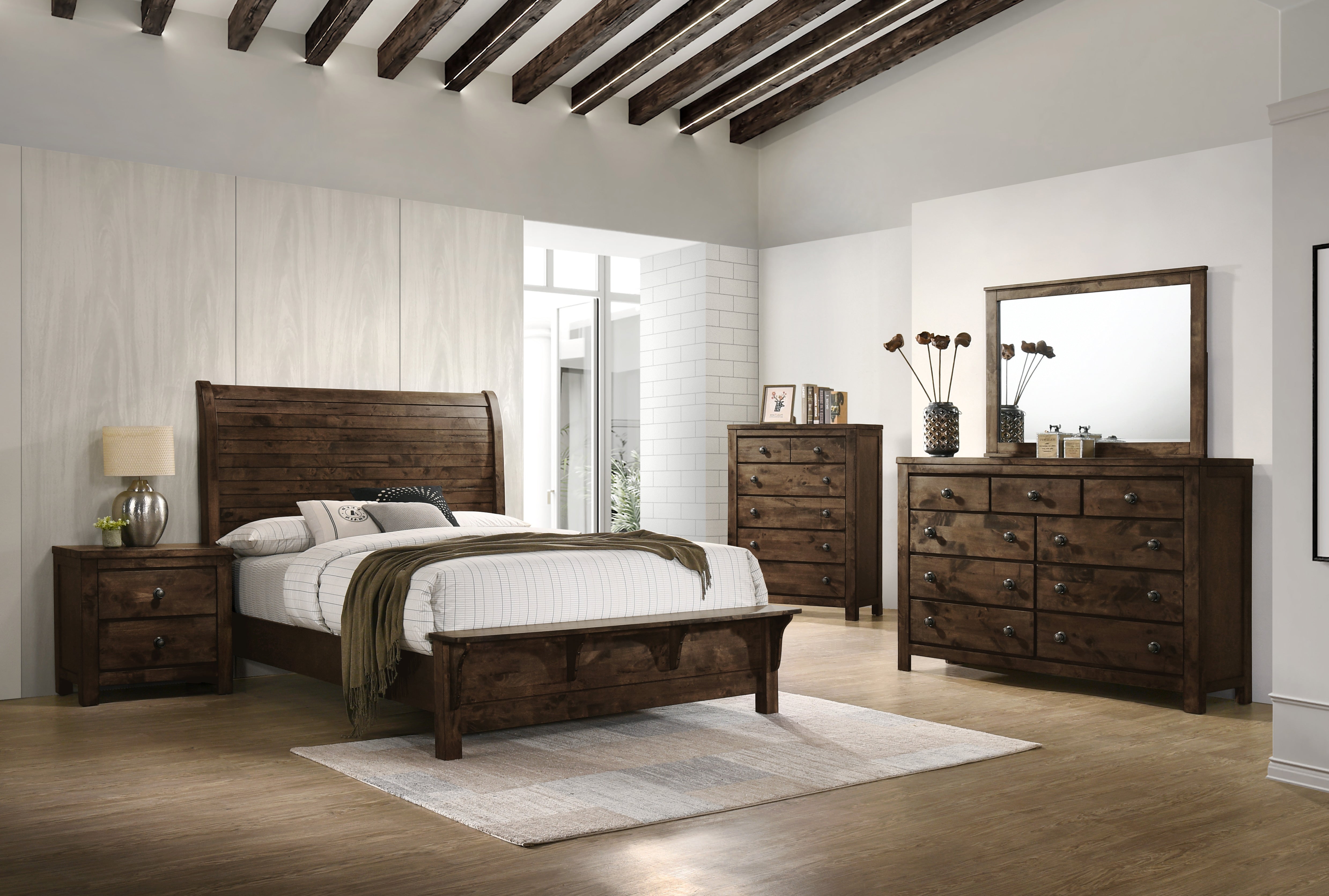 Blue Ridge Rustic Sleigh 5 Piece Bedroom Set