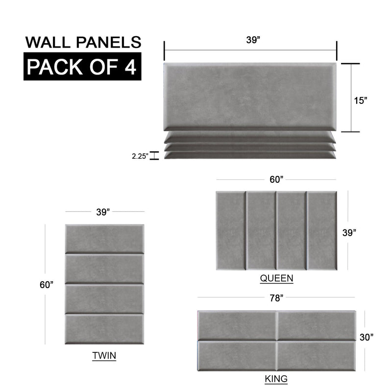 Masterpiece Upholstered Wall Panels Headboard - Set of 4